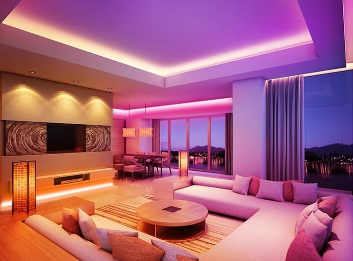 Illuminazione LED soggiorno con luce indiretta